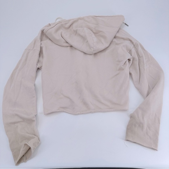 Mate the Label Lewis Cropped Raw Hem Zip Up Latte Hoodie Size Small - Picture 5 of 6